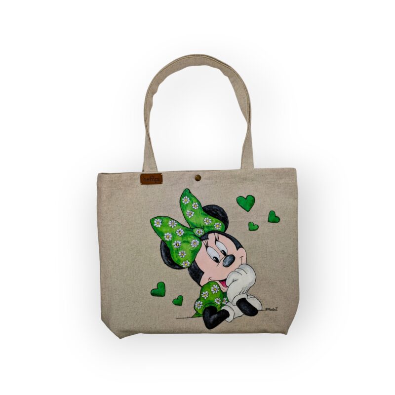 Ręcznie malowana torba konopna Minnie